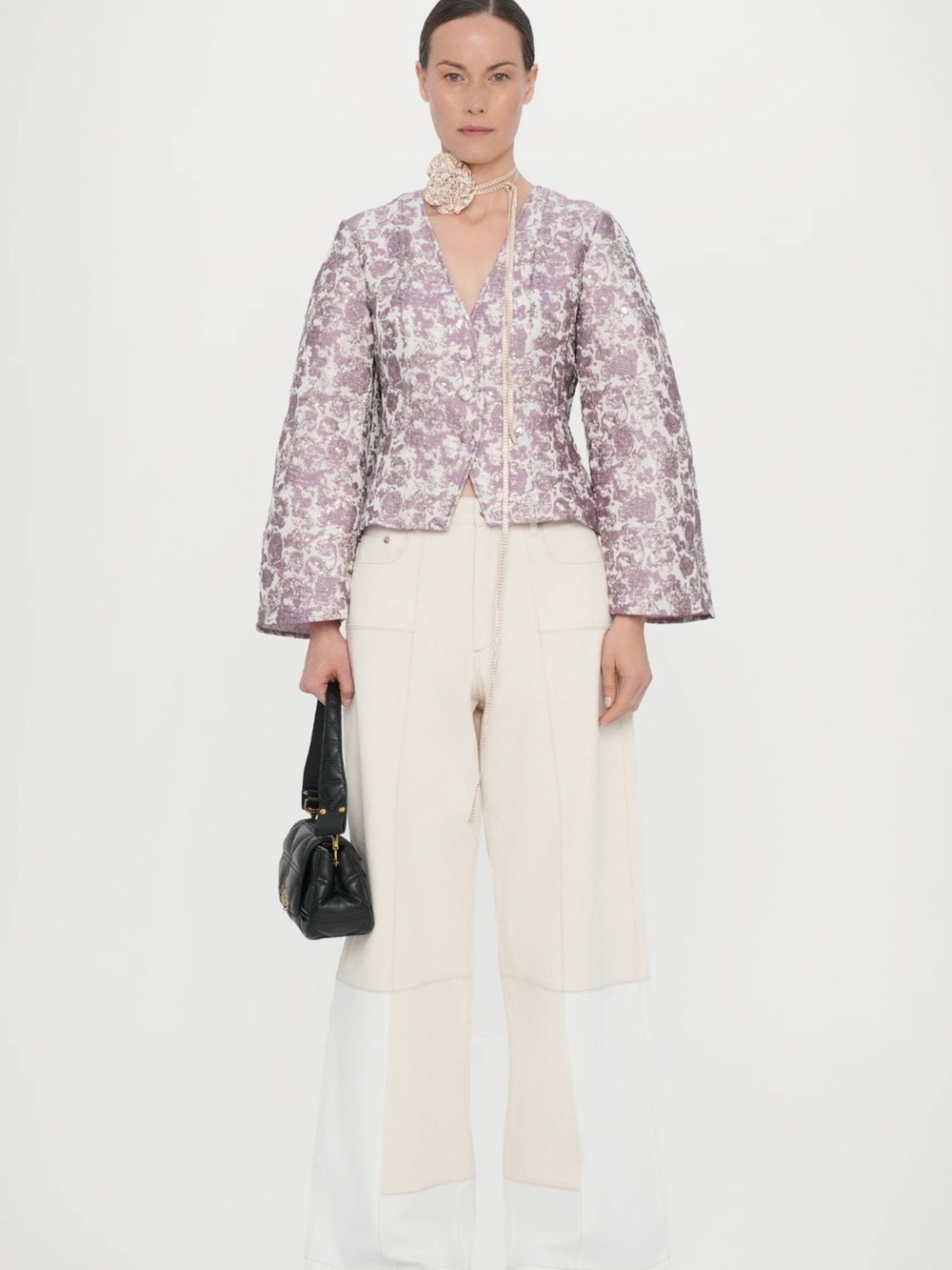 Baum und pferdgarten Lavender Floral Brocade Blazer Women size US 14 NWT